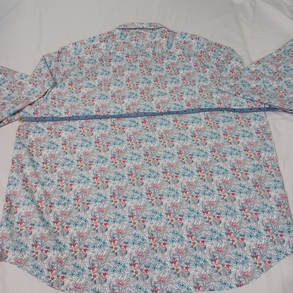Tommy Bahama Shirt Mens XXXL Blue White Long Sleeve Floral Vented The Siesta Key - Picture 5 of 10